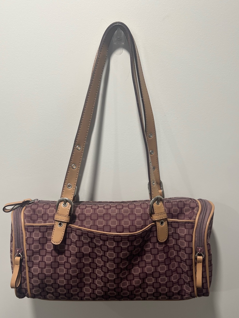 Nine West Burgundy and Tan Shoulder Bag